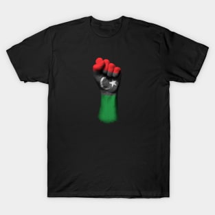 Flag of Libya on a Raised Clenched Fist T-Shirt